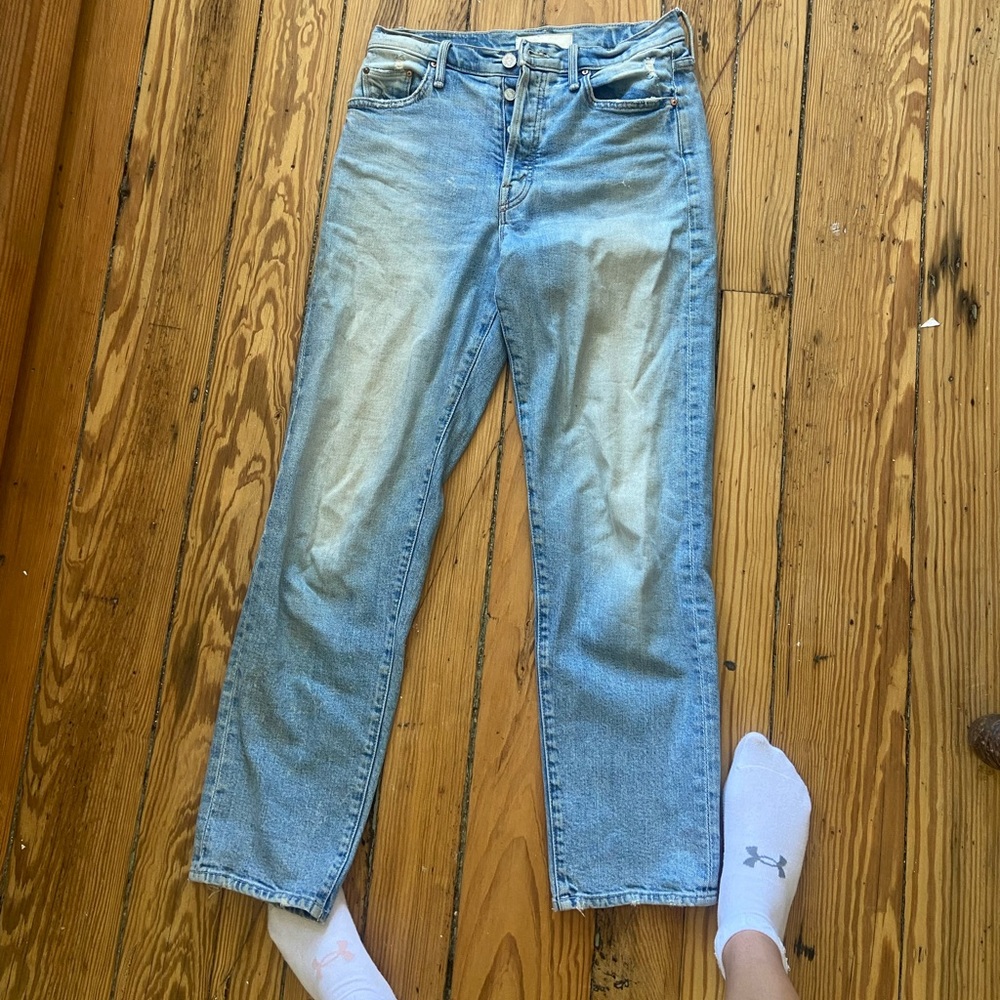 MOTHER straight leg pant with a mid rise
